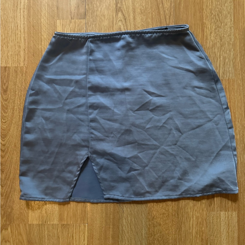 Blue Mini Pencil Skirt with Slit for Work